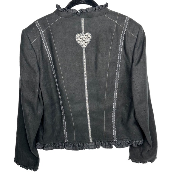 Sportalm Kibzbuhel Austria NEW Embroidered Ruffle Jacket EU SZ 44 US 12 Vintage - Picture 16 of 16